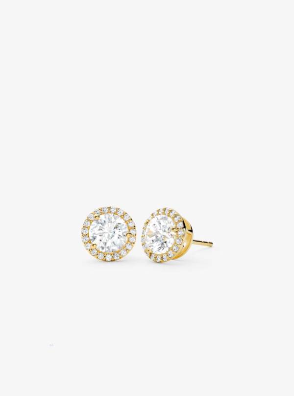 Damske Nausnice Michael Kors Precious Metal-Plated Sterling Silver Pavé Large Studs Zlate - Šperky Michael Kors Sleva | ABGWL-0419